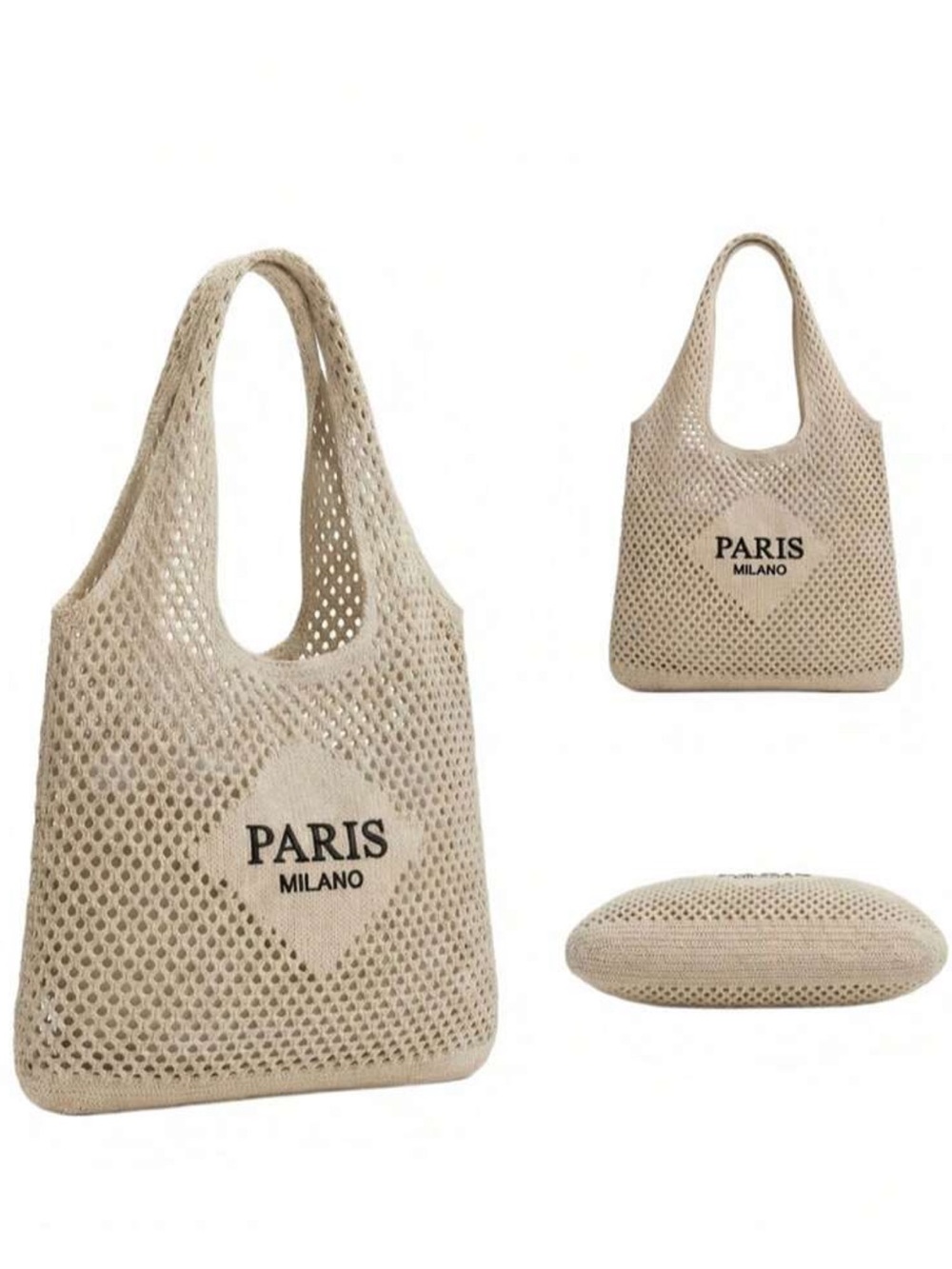 New designer inspired Beige Mesh Tote Bag